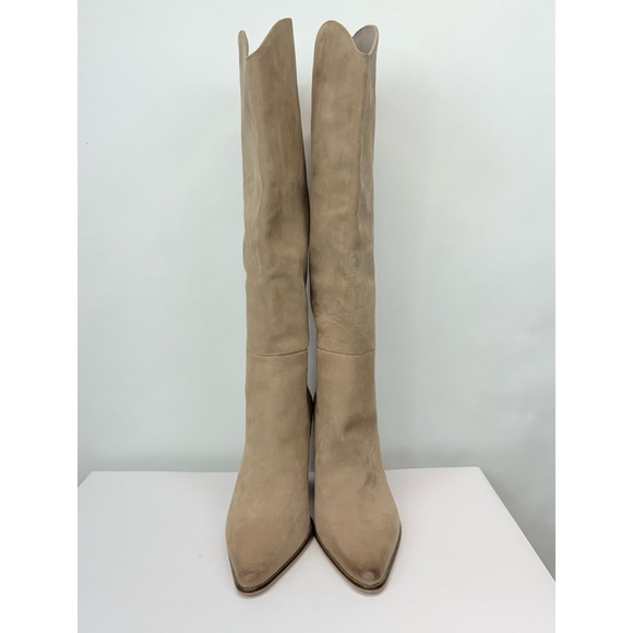 New Steve Madden Croft Pointed Toe Taupe Heeled Tall Western Suede Boots 9.5 - Picture 6 of 11